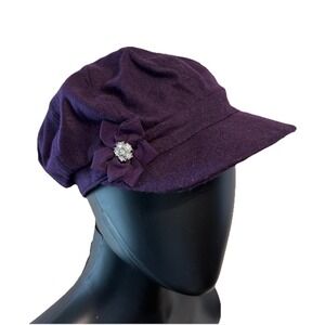 August Hat Purple Bow Detail Newsboy Cabbie Hat O/S One Size New NWT